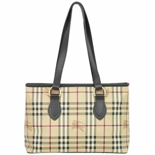 バーバリー(BURBERRY)の本物 バーバリー BURBERRY ノバチェック チェック ショルダーバッグ トートバッグ PVC ベージュ バッグ 中古(ショルダーバッグ)