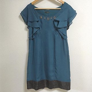 アクシーズファム(axes femme)のえりか様専用♪ アクシーズファム フリル袖ワンピース グリーン(ミディアムドレス)