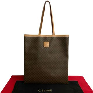 セリーヌ(celine)の極 美品 CELINE セリーヌ ヴィンテージ マカダム ブラゾン 柄 レザー トートバッグ ハンドバッグ ビジネスバッグ A4収納可 ブラウン 19573(トートバッグ)