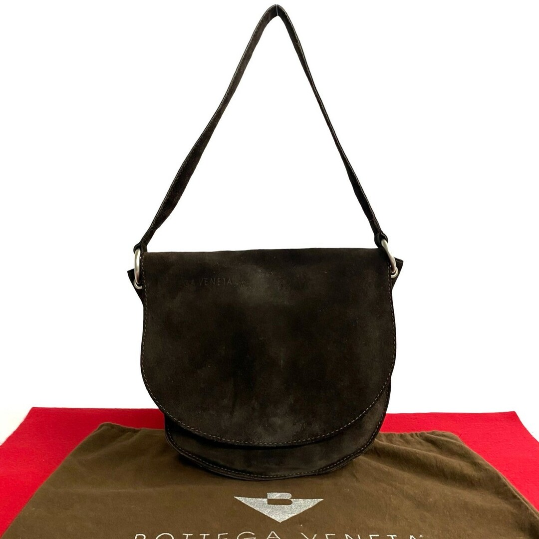 Bottega Veneta(ボッテガヴェネタ)の極 美品 保存袋付 BOTTEGA VENETA ボッテガヴェネタ スウェード レザー セミ ワン ショルダーバッグ ハンドバッグ ブラウン 37854 レディースのバッグ(ショルダーバッグ)の商品写真