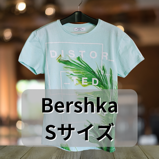 ⑩Bershka ボタニカルプリント ミントグリーンT-shirt Sサイズ