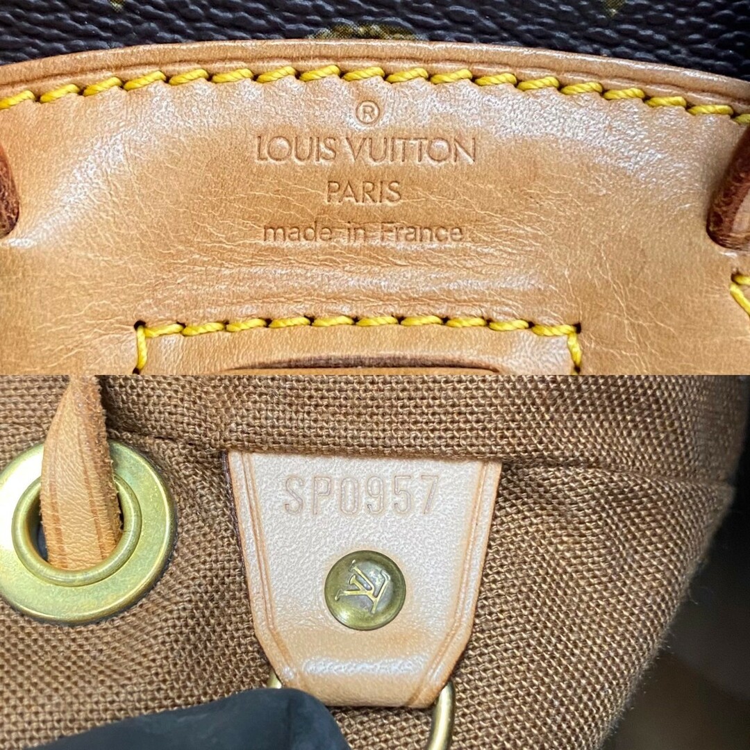 LOUIS VUITTON(ルイヴィトン)の極 美品 LOUIS VUITTON ルイヴィトン ミニ モンスリ モノグラム レザー 本革 巾着 デイバッグ リュックサック ブラウン 茶 29797 レディースのバッグ(リュック/バックパック)の商品写真