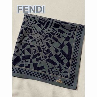 フェンディ(FENDI)のFENDI  スカーフ、大判チーフ　グレー　透かし模様　ポリエステル混？(ハンカチ)