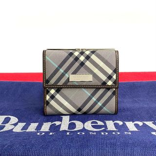 バーバリー(BURBERRY)の極 美品 希少品 BURBERRY バーバリー ノバチェック ナイロン レザー 本革 がま口 二つ折り 財布 ミニ ウォレット ブラウン 61498(財布)