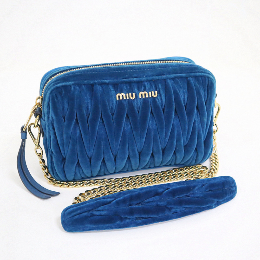 miumiu(ミュウミュウ)の【miu miu】ミュウミュウ マテラッセ チェーンショルダーバッグ ブルー コーデュロイ/tm08687ik レディースのバッグ(ショルダーバッグ)の商品写真