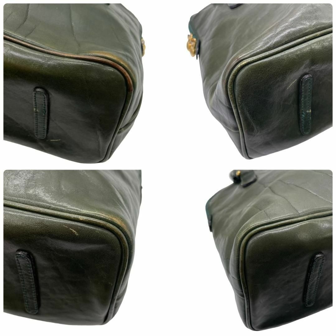 HIROFU　ヒロフ　S6　レザー　ハンドバッグ　グリーン　ロゴ型押し　A4収納 レディースのバッグ(ハンドバッグ)の商品写真