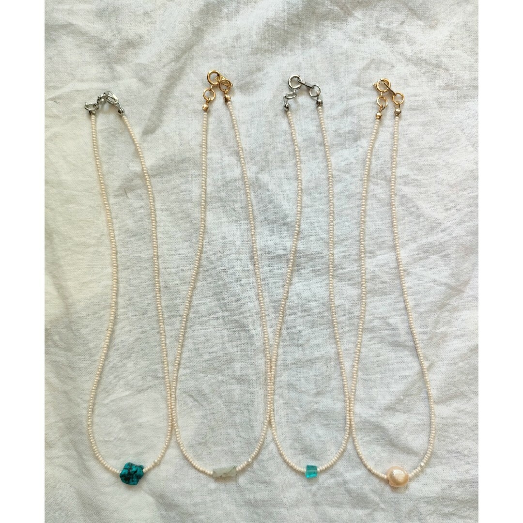 SLOBE IENA(スローブイエナ)のapatite✕ivoryネックレス ハンドメイドのアクセサリー(ネックレス)の商品写真