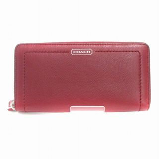 コーチ(COACH)のコーチ 美品 長財布 ウォレット 小銭入れ ラウンドジップ レザー 赤 ■SM1(財布)