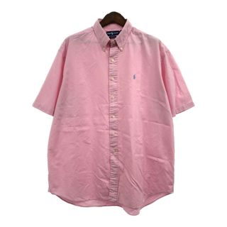 RALPH LAUREN ラルフローレン BLAKE ボタンダウン 半袖シャツ ワンポイント ピンク (メンズ 2XL) 中古 古着 Q6303(シャツ)