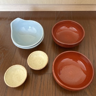 和（日本風）食器6点（3種類×2）おちょこ、浅めお椀、とんすい（お鍋や天つゆ入）(食器)