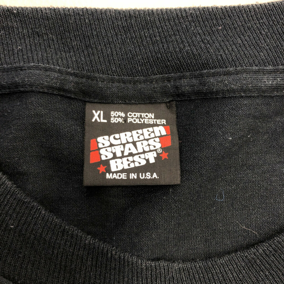 SCREEN STARS(スクリーンスターズ)の90年代 USA製 マルディグラカーニバル 半袖Ｔシャツ ブラック (メンズ XL) 中古 古着 Q6307 メンズのトップス(Tシャツ/カットソー(半袖/袖なし))の商品写真