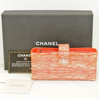 シャネル(CHANEL)の美品『USED』 CHANEL シャネル クルーズライン ポーチ ポーチ エナメル レッド×アイボリー【中古】(ポーチ)