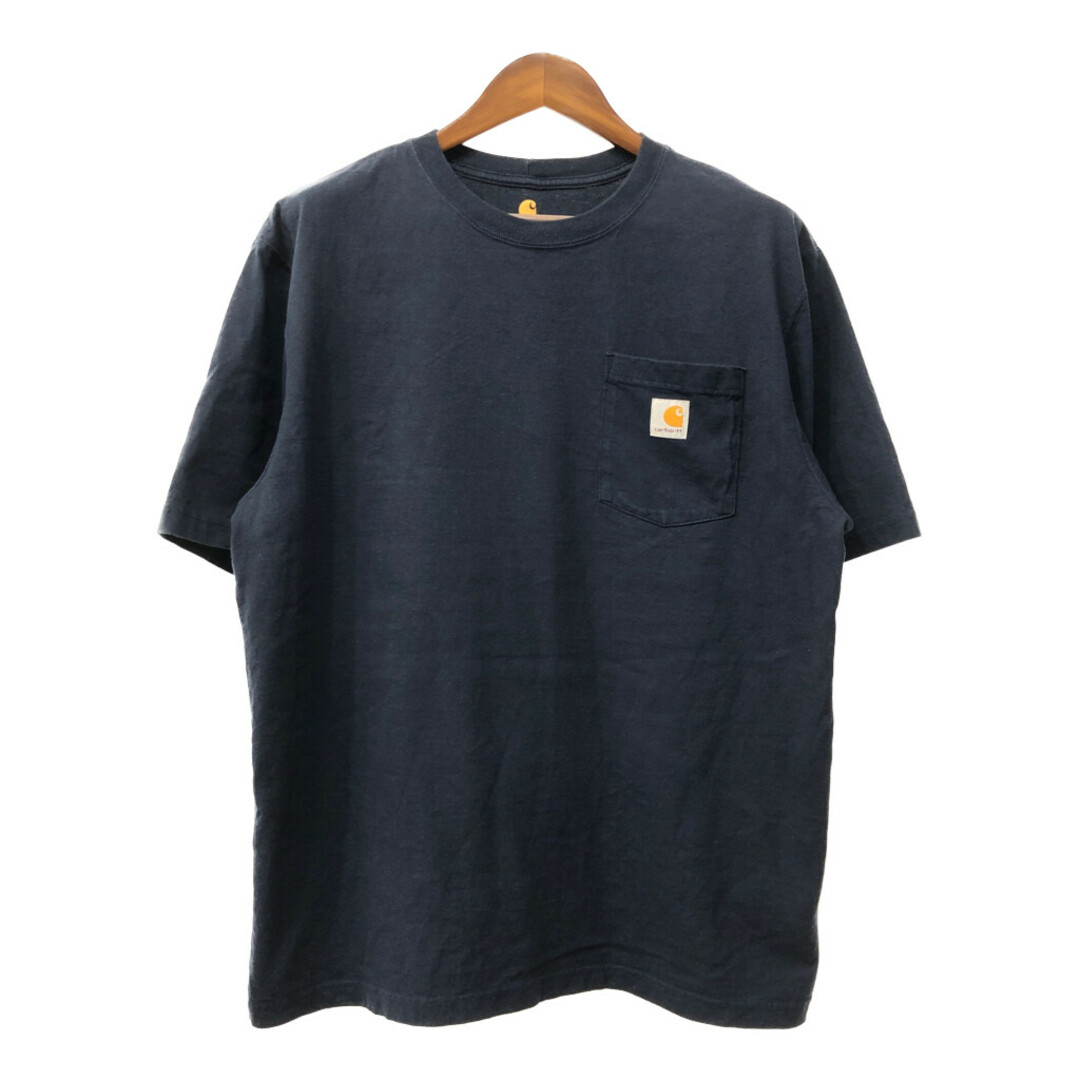 carhartt(カーハート)のCarhartt カーハート ポケット 半袖Ｔシャツ ワンポイント ブラック (メンズ L) 中古 古着 Q6309 メンズのトップス(Tシャツ/カットソー(半袖/袖なし))の商品写真