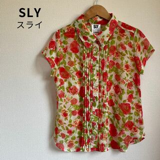 SLY - 美品★SLY スライ 半袖シャツ シアー 花柄 総柄 Sサイズ