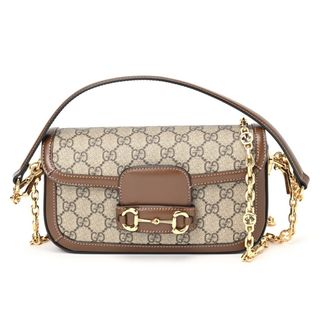 グッチ(Gucci)のグッチ / GUCCI　ホースビット 1955 チェーン ショルダーバッグ　735178 92TCG 8563　GGスプリームキャンバス/レザー　ブラウン　【中古】 商品番号 B-155593(ショルダーバッグ)