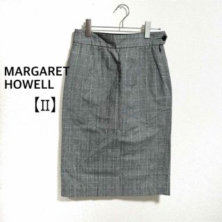 マーガレットハウエル(MARGARET HOWELL)のMARGARET HOWELL チェック柄 膝丈スカート グレー系 Ⅱ(ひざ丈スカート)