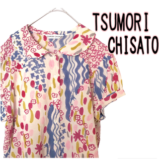 TSUMORI CHISATO - ツモリチサト 花柄 オオカミ 半袖 丸襟ブラウス TSUMORI CHISATO
