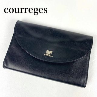 クレージュ(Courreges)のロゴ レザー courreges クレージュ クラッチ バッグ ブラック カバン(クラッチバッグ)