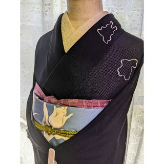 正絹　絽小紋　塩瀬水色名古屋　可愛いセット(セット/コーデ)