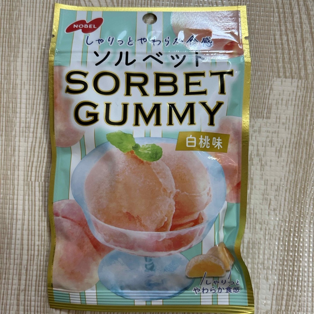 ソルベット ノーベル製菓 SORBETグミ 白桃味 50g 食品/飲料/酒の食品(菓子/デザート)の商品写真