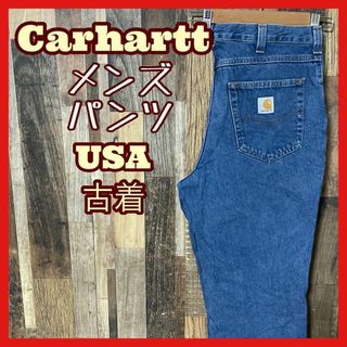 carhartt - カーハート メンズ ロゴ デニム ブルー L 32 極太 パンツ 古着 90s