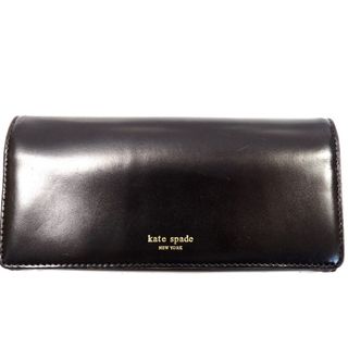 ケイトスペードニューヨーク(kate spade new york)のTh960941 ケイトスペード フラップ式長財布 二つ折り 本革 ダークブラウン×レッド系 レディース Kate Spade 中古(財布)