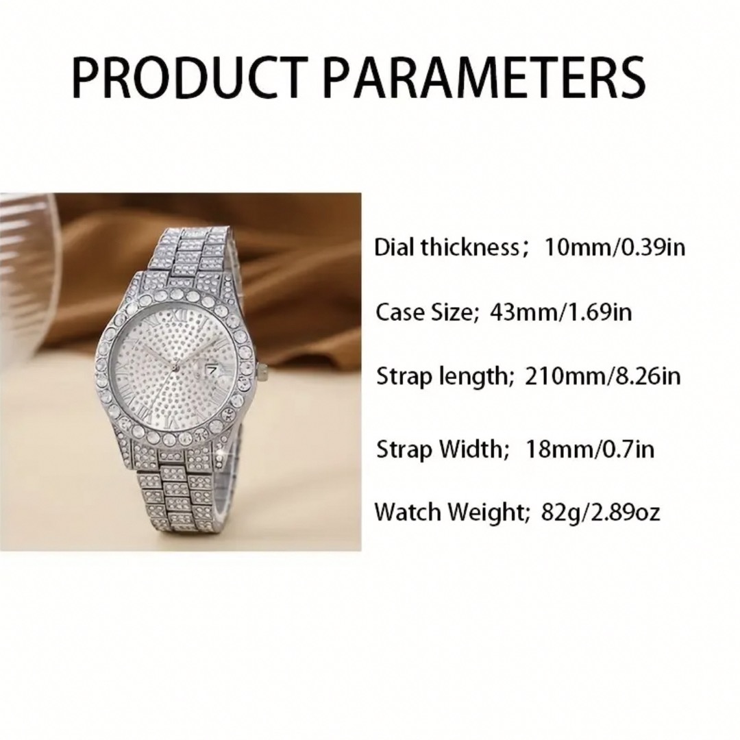新品 ゴージャスアイスアウトウォッチ ジルコニア メンズ腕時計 シルバーホワイト メンズの時計(腕時計(アナログ))の商品写真