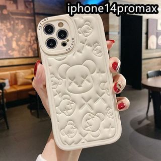 iphone14promaxケース 熊　TPU　カーバー　ホワイト1(iPhoneケース)