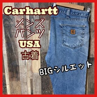 カーハート(carhartt)のカーハート ロゴ メンズ デニム XL 36 ブルー パンツ USA古着 90s(デニム/ジーンズ)