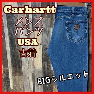 カーハート(carhartt)のカーハート デニム メンズ ロゴ ブルー XL 36 パンツ USA古着 90s(デニム/ジーンズ)