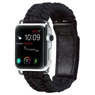 ウォッチベルト Applewatch ベルト ブラック 黒 パラコード 男女兼用(その他)