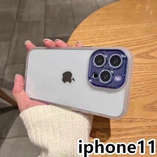 iphone11ケース レンズ保護付き　透明 ホワイト306(iPhoneケース)