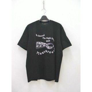 pleasure DANCED THE NIGH プリント半袖Tシャツ サイズL 黒、白 メンズ プレジャー 【中古】0-0807S◆(Tシャツ/カットソー(半袖/袖なし))