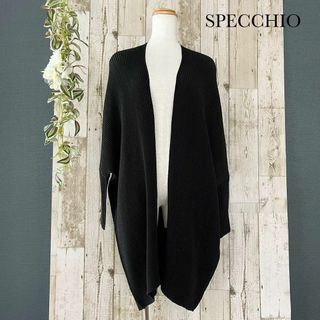 SPECCHIO - 極美品 SPECCHIO ドルマン 羽織り プリーツ カーディガン ブラック40