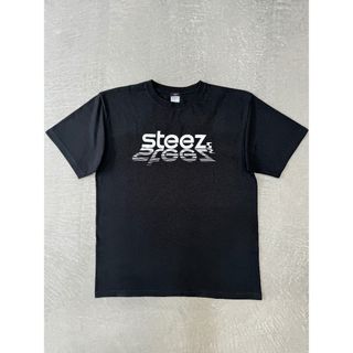 スティーズ プリント Tシャツ ブラック XL STEEZ カットソー トップス(Tシャツ/カットソー(半袖/袖なし))