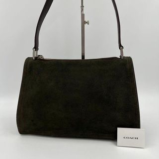 コーチ(COACH)の【美品】coach スエード　ワンショルダー　ショルダーバッグ　ダークグリーン(ハンドバッグ)