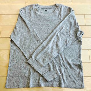 ユニクロ(UNIQLO)のUNIQLO クルーネックシャツ 長袖 XLサイズ グレー(Tシャツ/カットソー(七分/長袖))