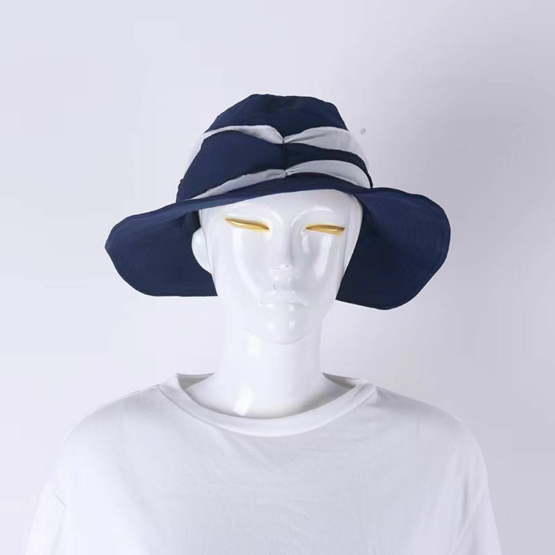 紺色　ストローハット レディース 折りたたみ　日除け帽子 日焼け防止 キャップ レディースの帽子(キャスケット)の商品写真