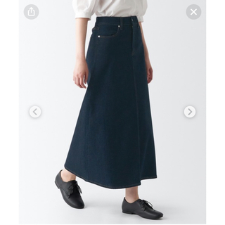 MUJI (無印良品) - 無印良品　ストレッチデニムAラインのスカート　Sサイズ