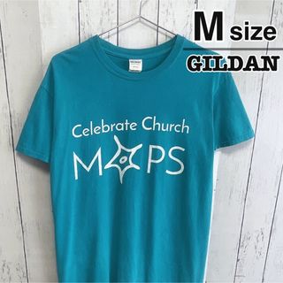 ギルタン(GILDAN)のUSA古着　GILDAN　Tシャツ　M　ライトブルー　水色　プリント　コットン(Tシャツ/カットソー(半袖/袖なし))