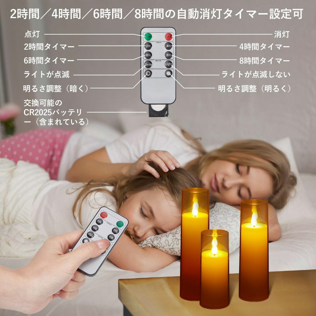 【色: ホワイト】AGPTEK LEDキャンドルライト ロウソク 火を使わない  インテリア/住まい/日用品のライト/照明/LED(その他)の商品写真