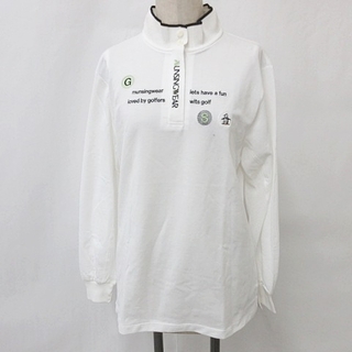 マンシングウェア(Munsingwear)のマンシングウェア ゴルフ シャツ 長袖 ハーフジップ ロゴ 綿 白 ホワイト M(ウエア)