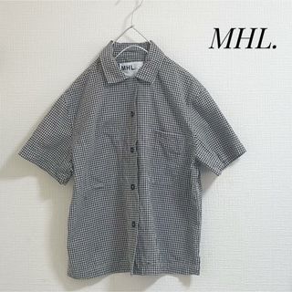 エムエイチエル(MHL.)のマーガレットハウエル　ブラウス　半袖　リネン　コットン　ギンガムチェック　黒(シャツ/ブラウス(半袖/袖なし))