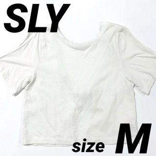 SLY　半袖　カットソー　バックリボン　トップス　白　スライ　ホワイト　Tシャツ