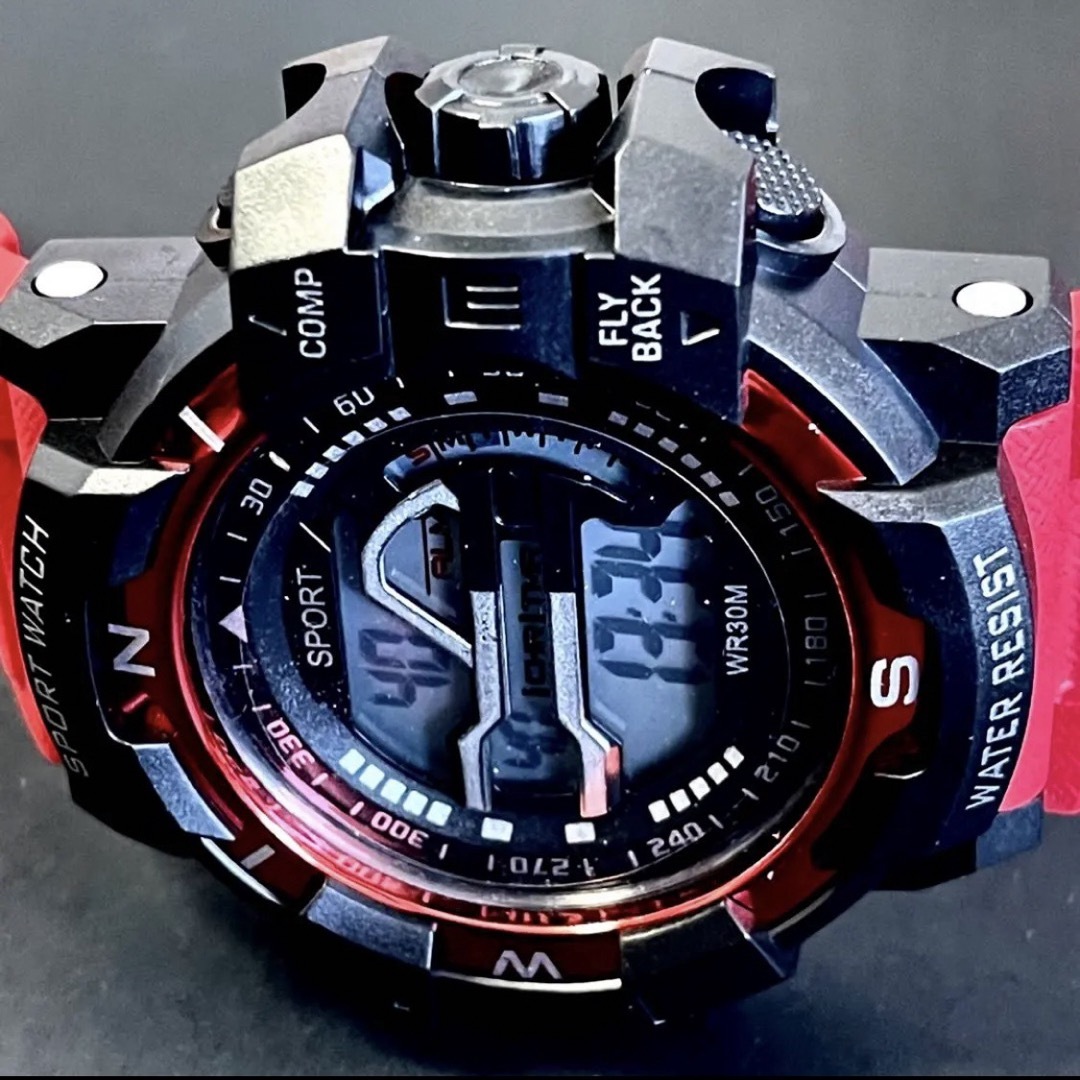新品 SPROT WATCH デジタルウォッチ メンズ腕時計 レッド＆ブラック メンズの時計(腕時計(デジタル))の商品写真