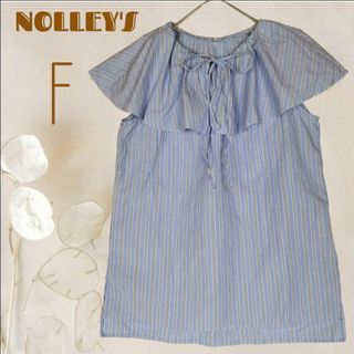 ノーリーズ(NOLLEY'S)のb4234【ノーリーズ】ビッグカラー・ノースリーブ2WAYブラウス 青ストライプ(シャツ/ブラウス(半袖/袖なし))