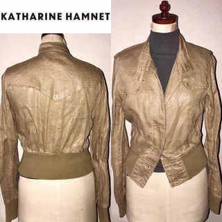 キャサリンハムネット(KATHARINE HAMNETT)のキャサリンハムネット 送料込 定価2.5万円程 光沢 麻 薄手 ジャケット S(ブルゾン)