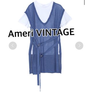 アメリヴィンテージ(Ameri VINTAGE)のAmeri アメリヴィンテージ　シアーニットベストTシャツセット★ブルーラメ白(Tシャツ(半袖/袖なし))