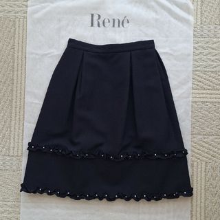 René - rene☆ルネネイビータイトスカートパール付きフリル34