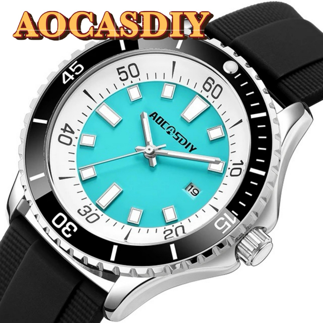 新品 AOCASDIY オマージュウォッチ ラバーベルトメンズ腕時計ターコイズ メンズの時計(腕時計(アナログ))の商品写真